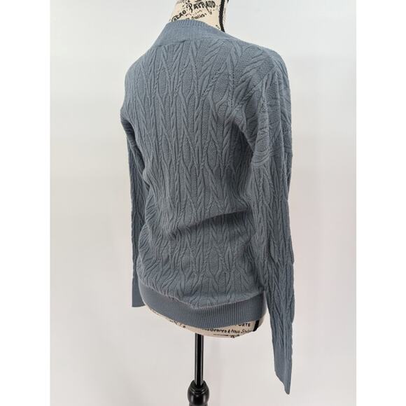 Etcetera Cable Knit Sweater Jumper Womens XS Blue Wool-Blend V-Neck - Picture 7 of 14